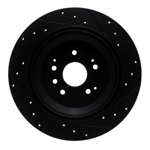 Acura MDX Brake Rotor (1) - Rear Left - R1 Concepts - Drilled & Slotted - Black - `14-`16